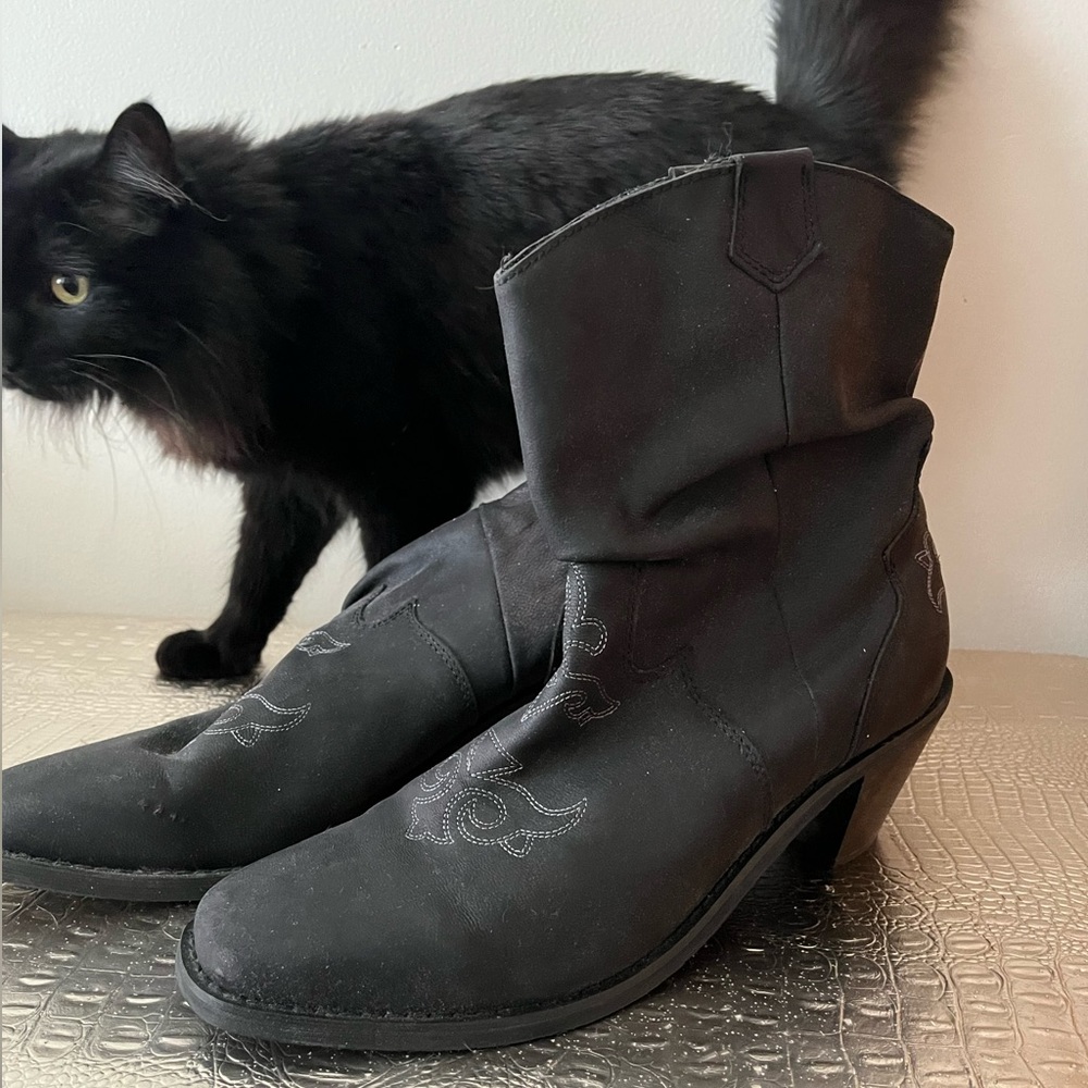 Black western ankle booties